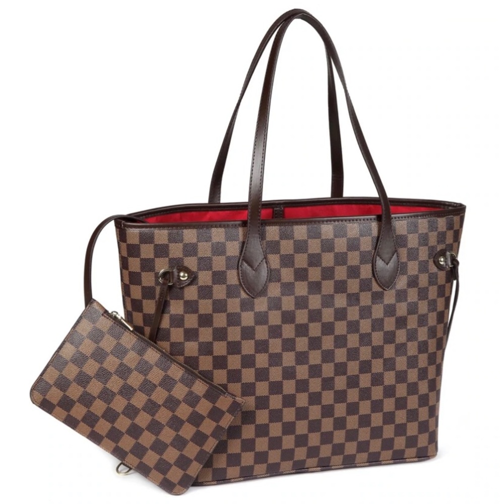 Daisy Rose brown checkered tote